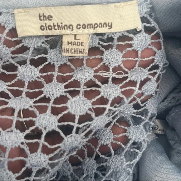 The Clothing Company Baby Blue Tiered Crochet Knit Lace Mini Dress - Picture 6 of 15